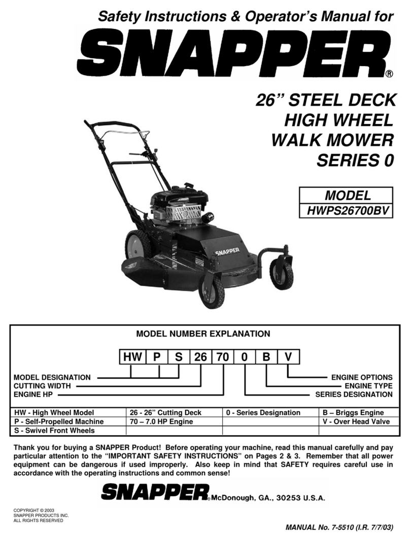 Snapper HWPS26700BV Operation and maintenance manual