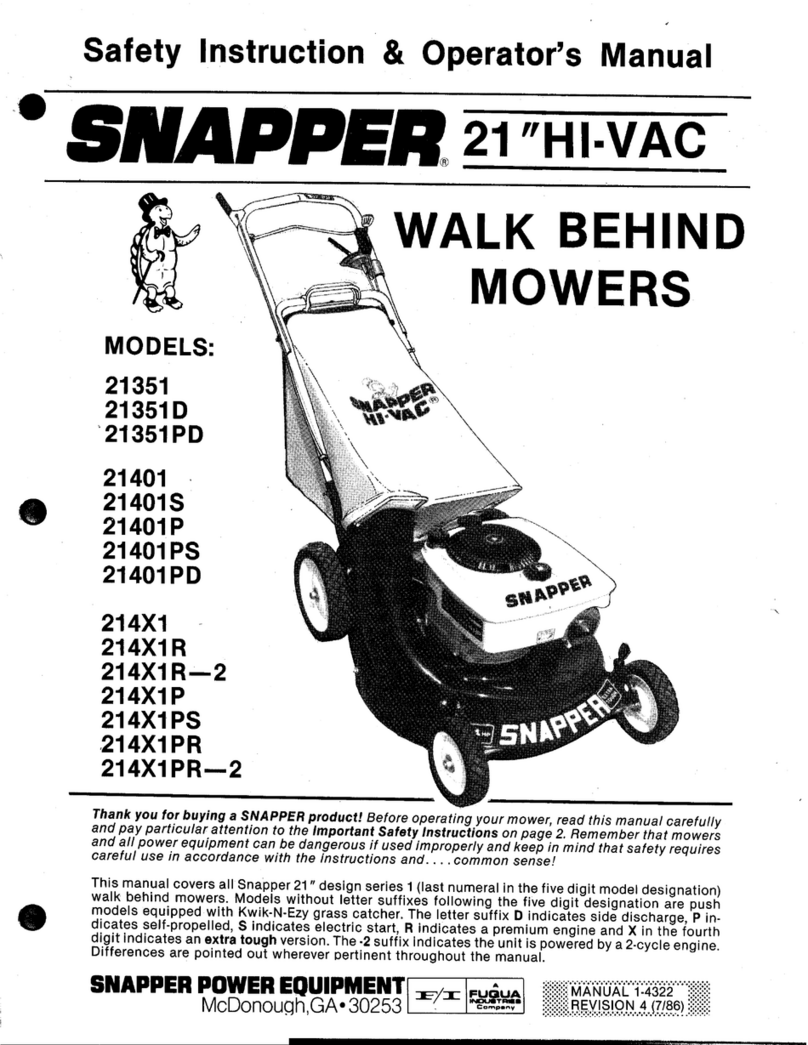 Snapper 21401 Safety instructions & operator's manual