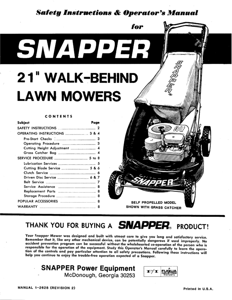 Snapper 21" Walk-Behind Lawn Mowers User manual