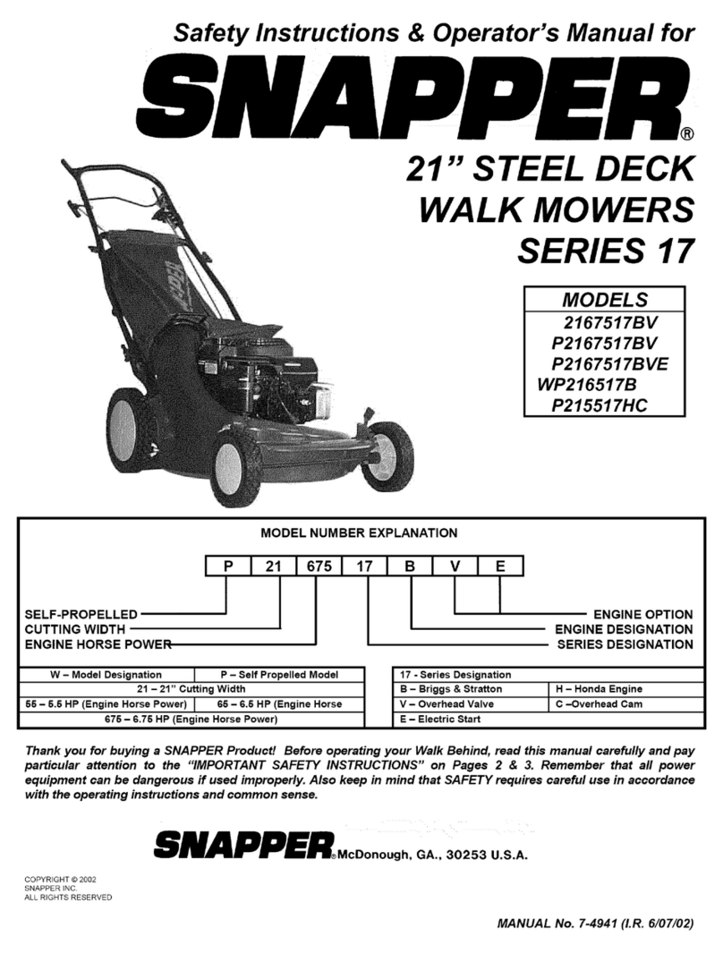 Snapper 2167517BV Operation and maintenance manual