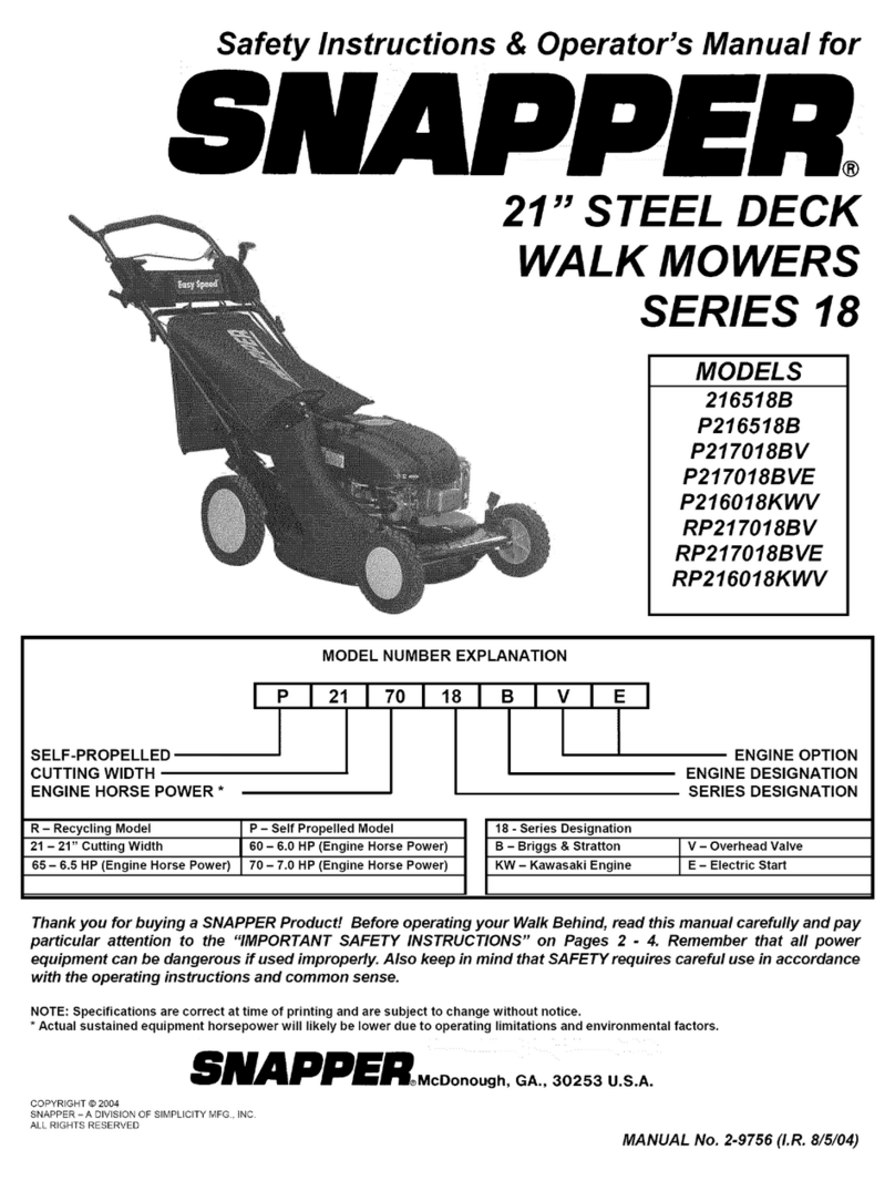 Snapper 216518B Operation and maintenance manual