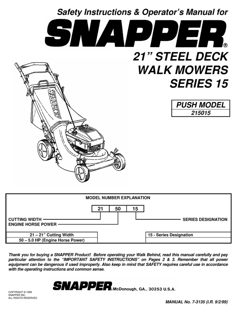 Snapper 215015 Safety instructions & operator's manual