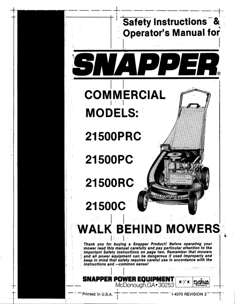 Snapper 21500PRC Operation and maintenance manual