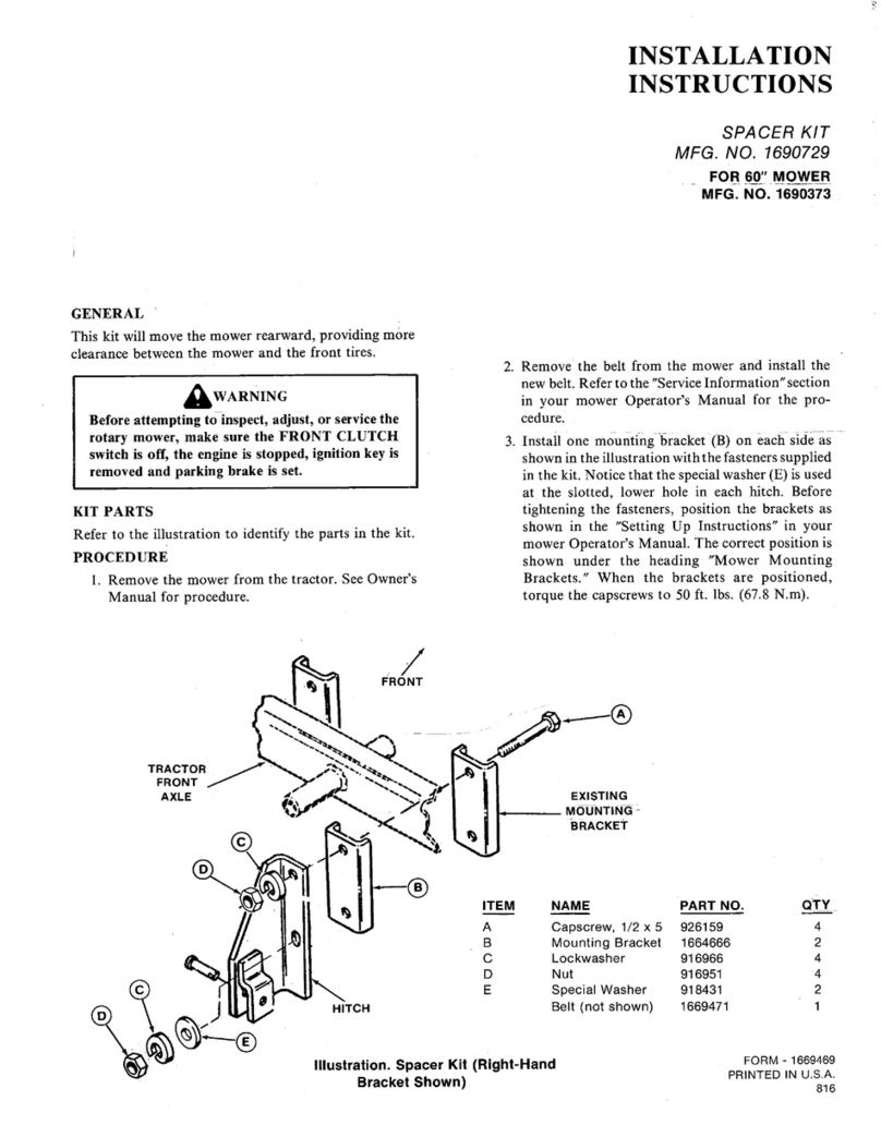Snapper 1690729 installation instructions