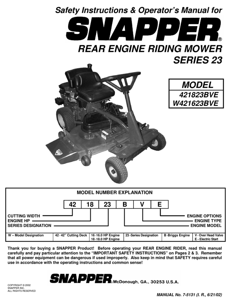 Snapper 421823BVE Operation and maintenance manual