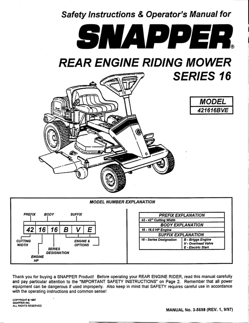 Snapper 421616BVE Operation and maintenance manual