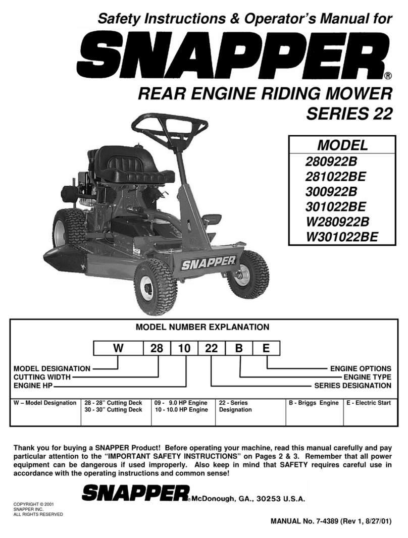 Snapper 280922B, 281022BE, 300922B, 30 User manual Snapper 280922B, 281022BE, 300922B, 30 User manual