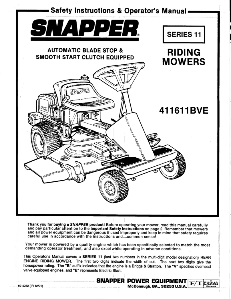 Snapper 411611BVE Operation and maintenance manual Snapper 411611BVE Operation and maintenance manual