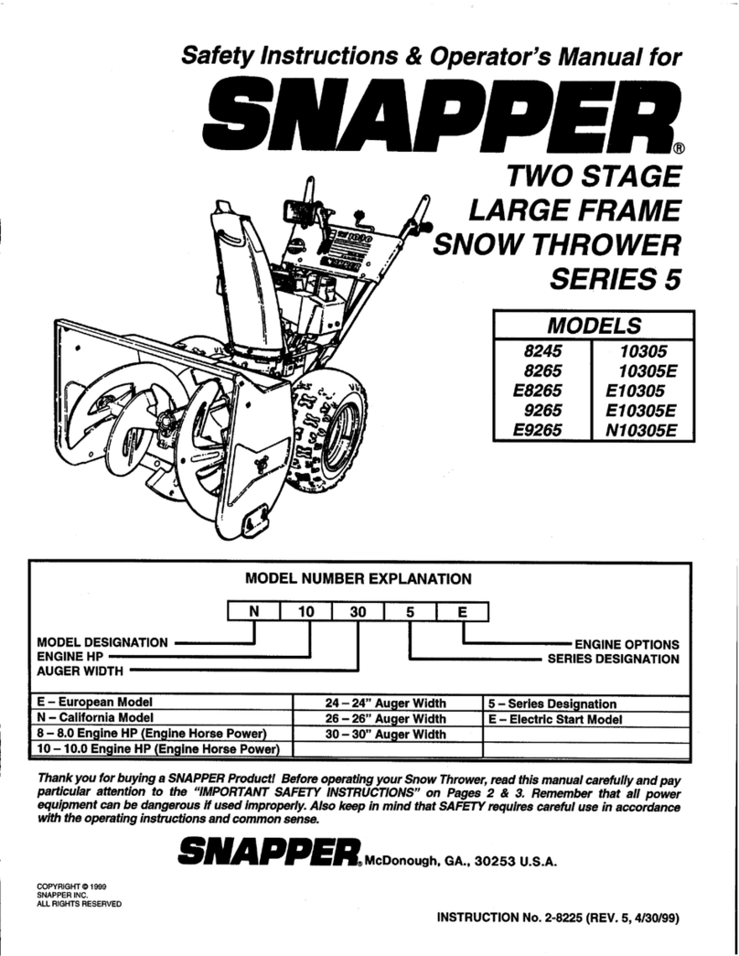 Snapper N10305E Safety instructions & operator's manual