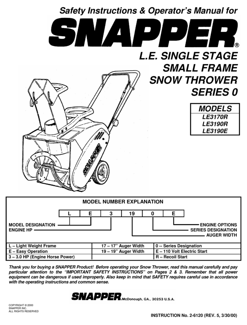 Snapper LE3170R, LE3190R, LE3190E Operation and maintenance manual Snapper LE3170R, LE3190R, LE3190E Operation and maintenance manual