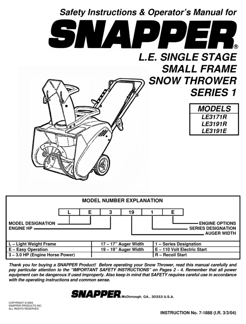 Snapper LE3171R (7085660 Operation and maintenance manual