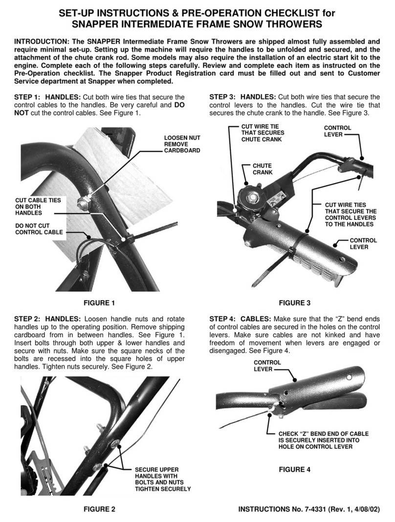 Snapper Intermediate Frame Snow Throwers Manual