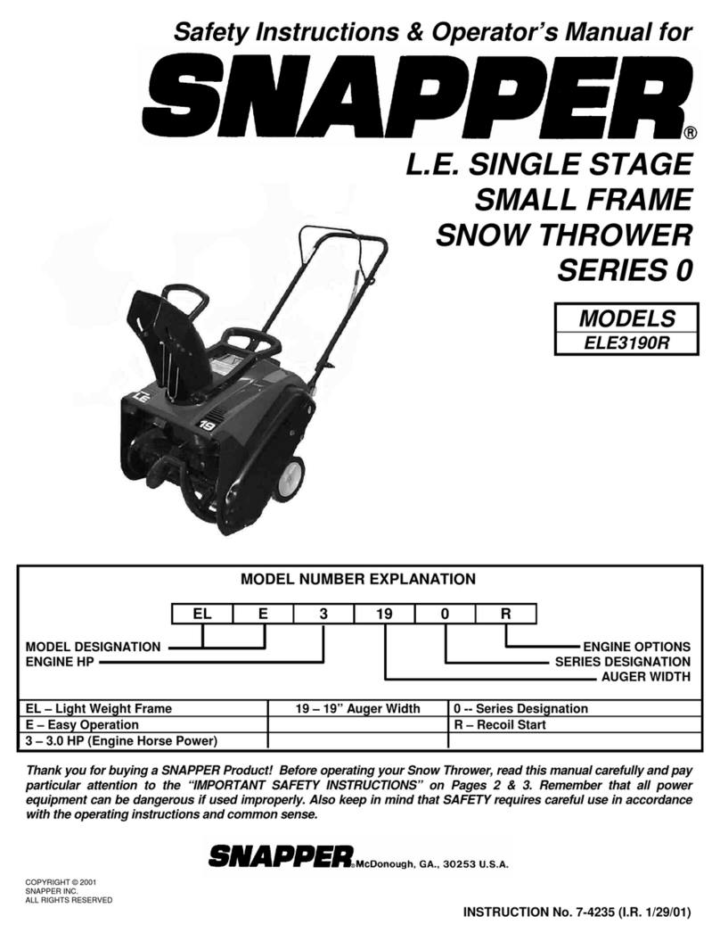 Snapper ELE3190R Safety instructions & operator's manual