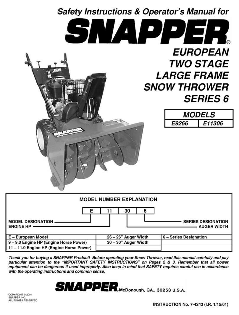Snapper E9266 Operation and maintenance manual