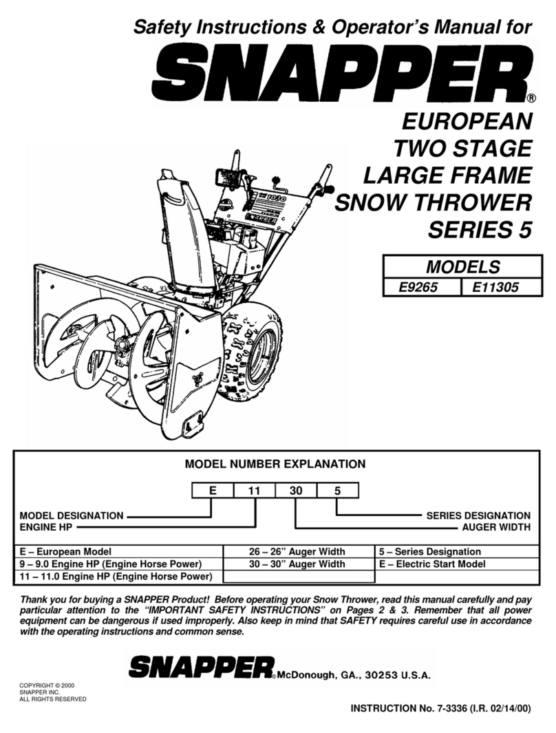 Snapper E11305 Operation and maintenance manual