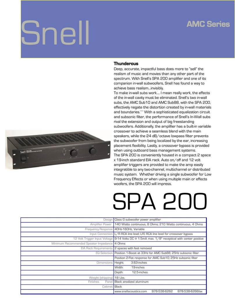 Snell Power Amplifier SPA 200 Specification sheet