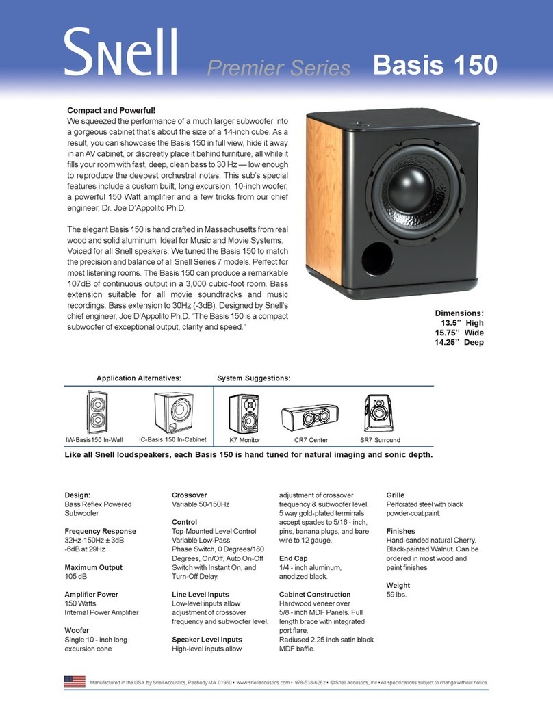 Snell Premier Basis 150 Specification sheet