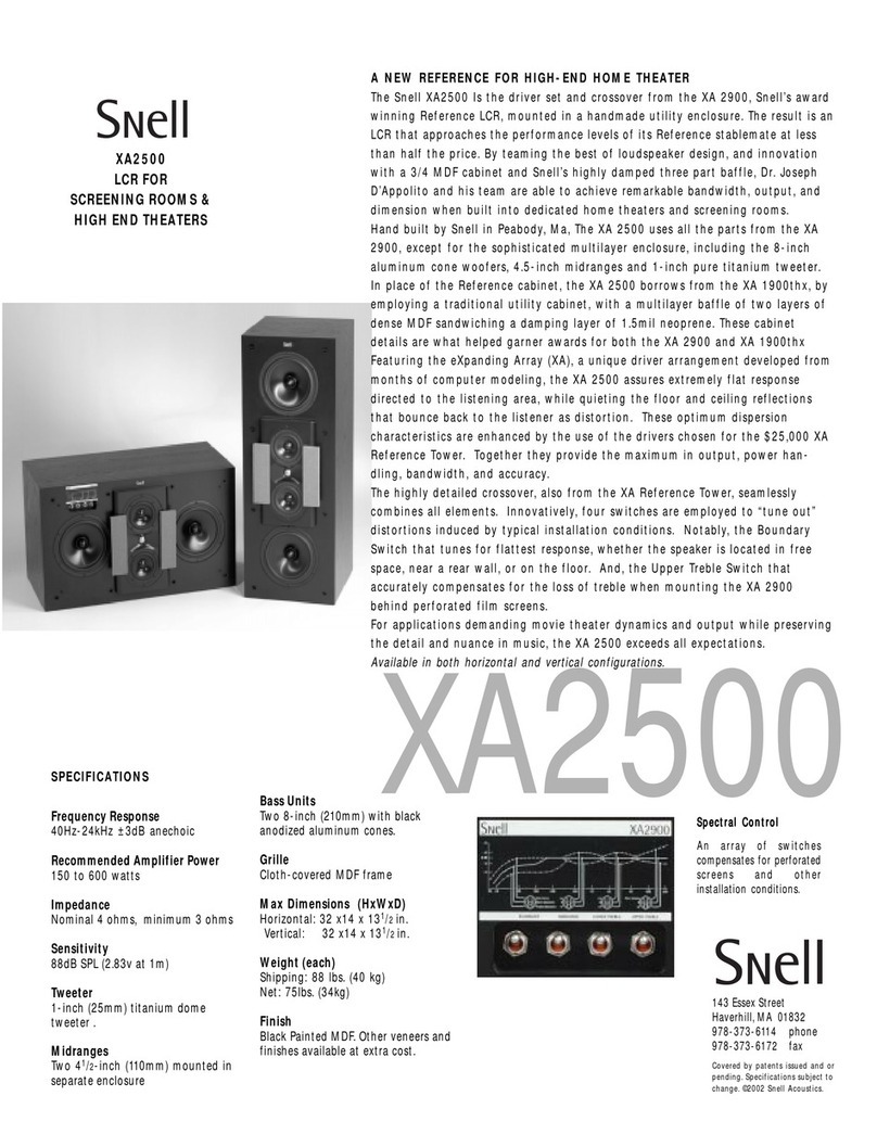 Snell XA 2500 Specification sheet