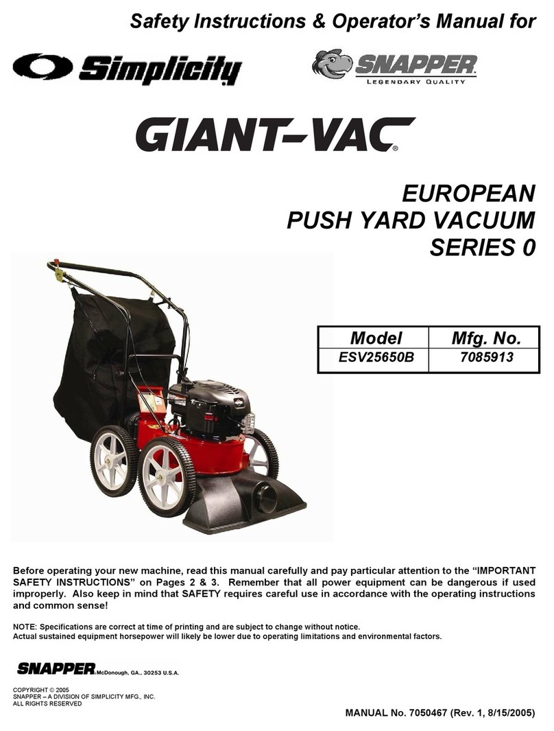 Snapper ESV25650B Operation and maintenance manual