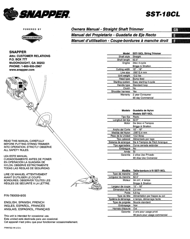 Snapper SST-18CL User manual Snapper SST-18CL User manual