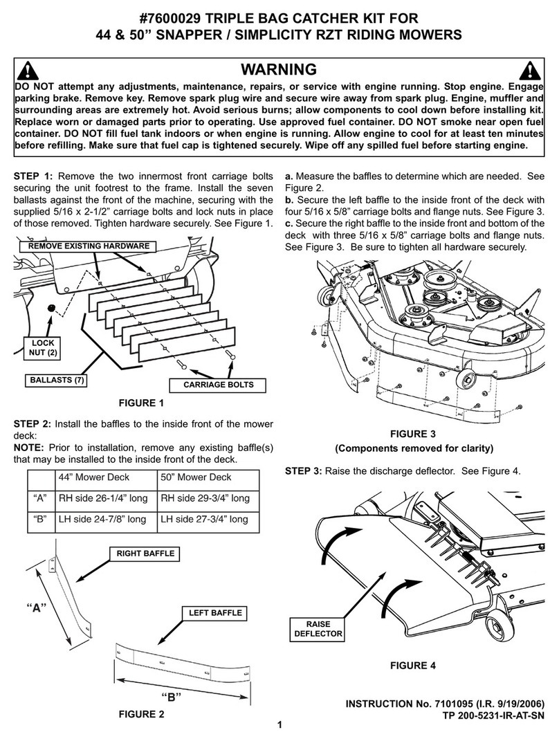 Snapper Simplicity RZT Riding Mowers User manual