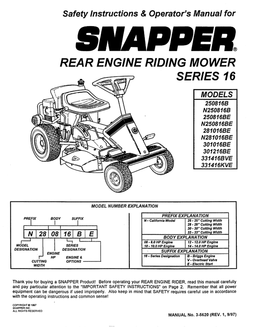 Snapper SERIES 16 250816B Operation and maintenance manual Snapper SERIES 16 250816B Operation and maintenance manual