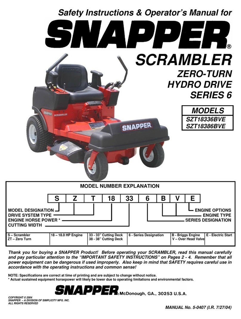 Snapper SCRAMBLER SZT18336BVE Operation and maintenance manual