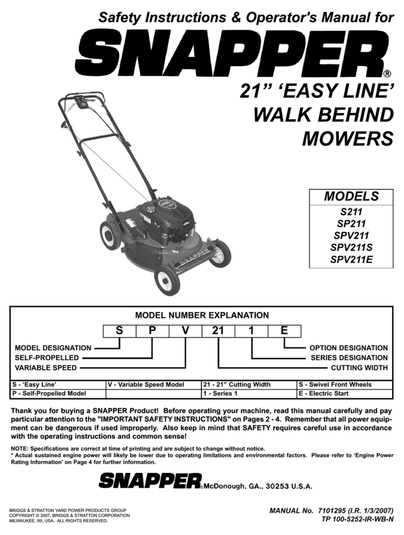 Snapper SPV211S Operation and maintenance manual Snapper SPV211S Operation and maintenance manual