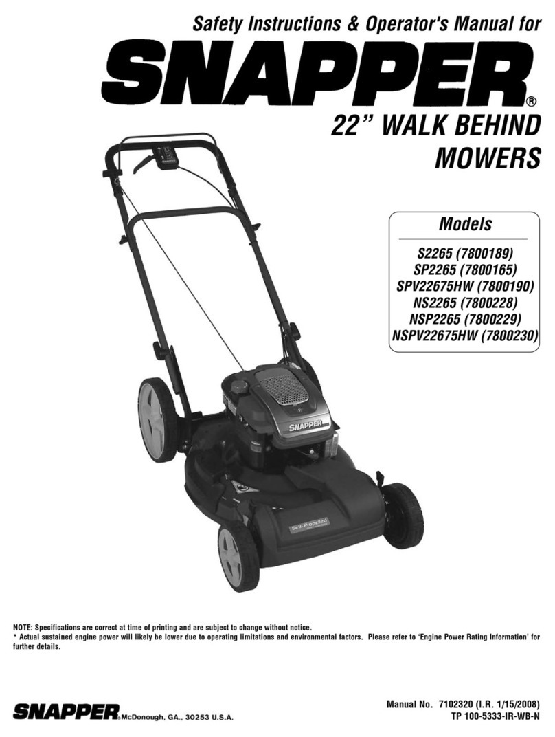 Snapper S2265 (7800189) Operation and maintenance manual Snapper S2265 (7800189) Operation and maintenance manual