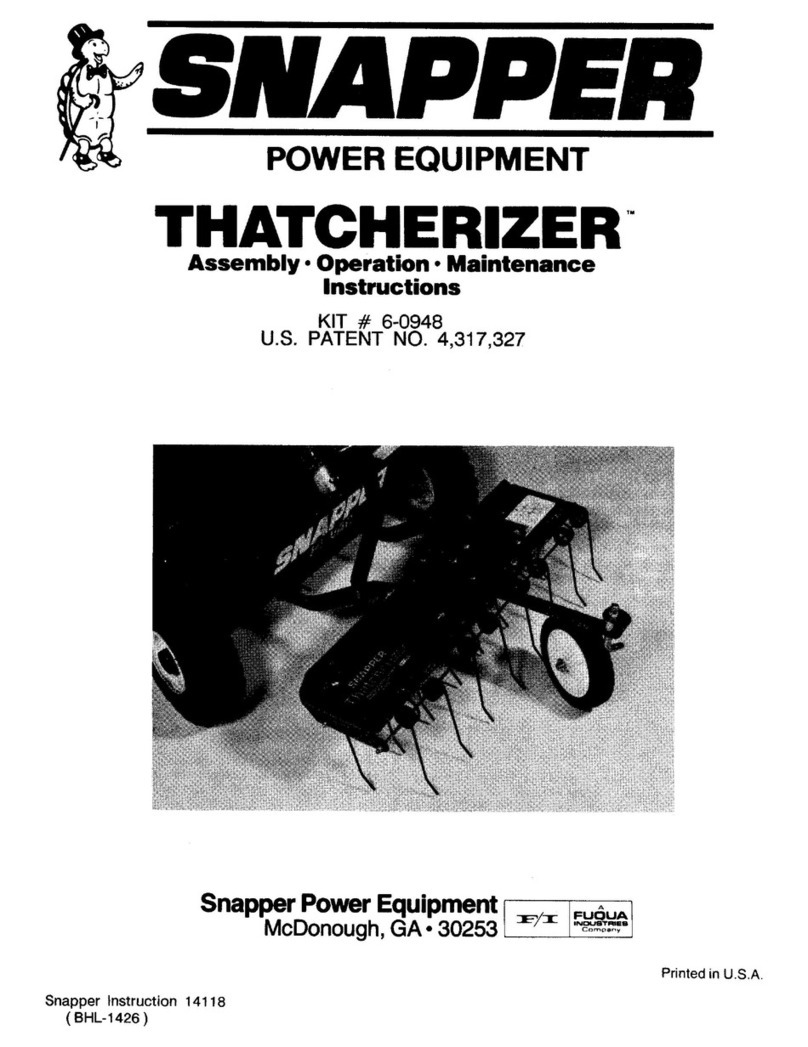 Snapper THATCHERIZER 6-0948 Installation and operation manual