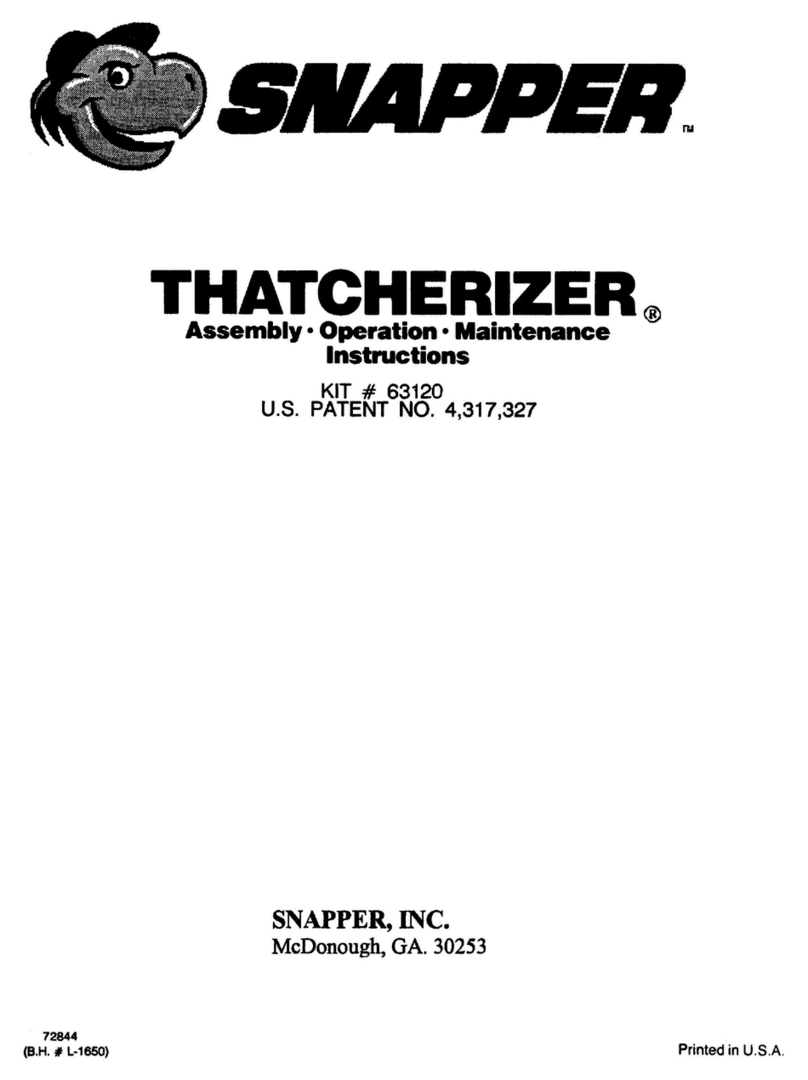 Snapper Thatcherizer 63120 Installation and operation manual