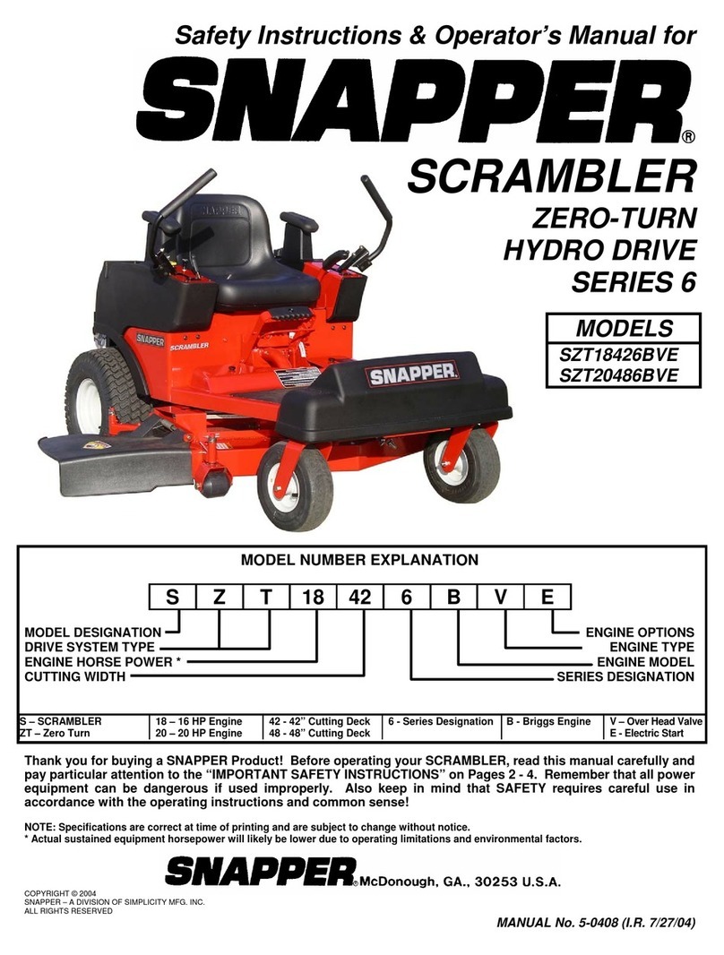 Snapper SCRAMBLER SZT18426BVE Operation and maintenance manual Snapper SCRAMBLER SZT18426BVE Operation and maintenance manual
