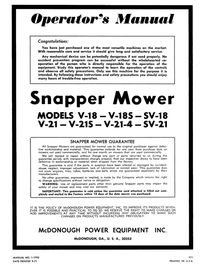 Snapper SV-18 User manual