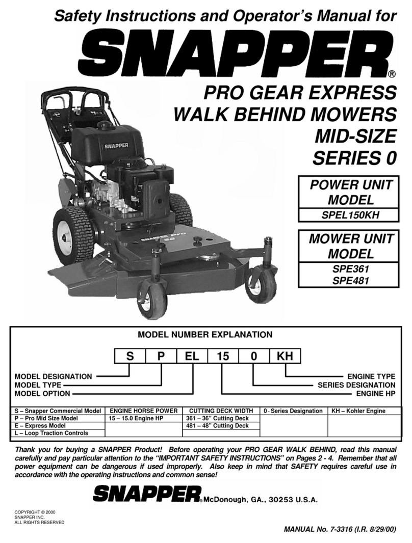 Snapper SPE361 Operation and maintenance manual