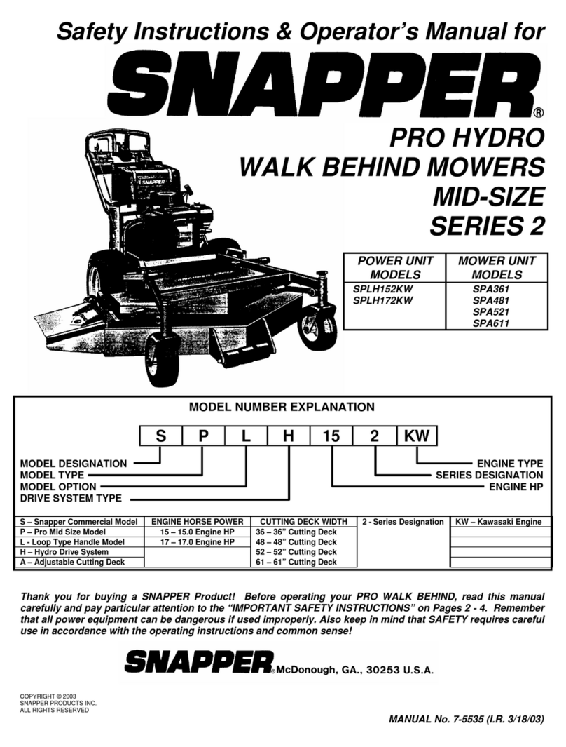 Snapper SPLH152KW, SPLH172KW, SPA361, Safety instructions & operator's manual