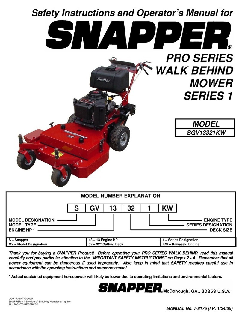 Snapper SGV13321KW Safety instructions & operator's manual
