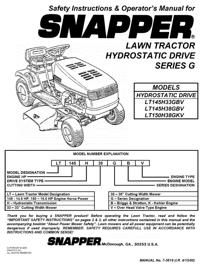 Snapper SERIES G L T145H33GBV Operation and maintenance manual