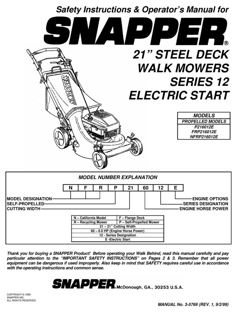 Snapper P216012E Operation and maintenance manual Snapper P216012E Operation and maintenance manual