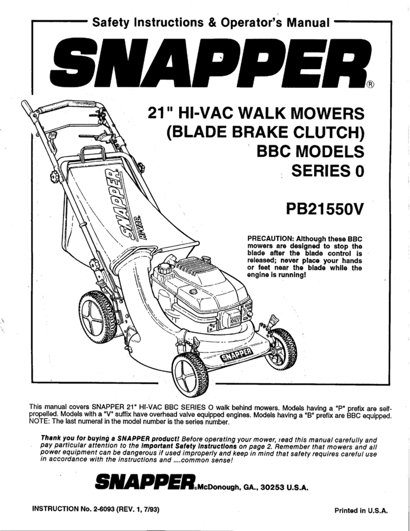 Snapper PB21550V Operation and maintenance manual