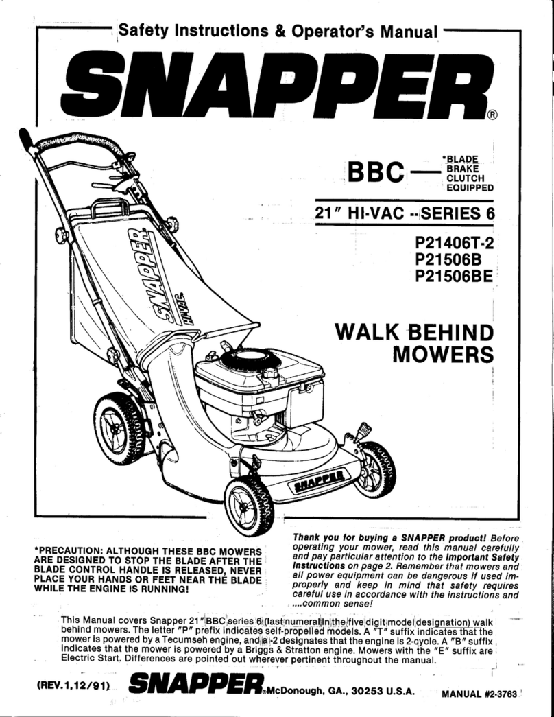 Snapper P21406T-2 Operation and maintenance manual