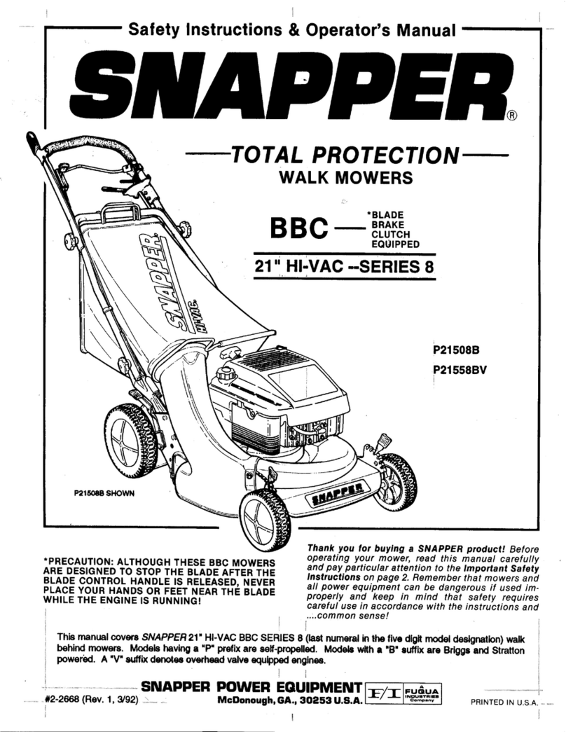 Snapper P21508B Operation and maintenance manual