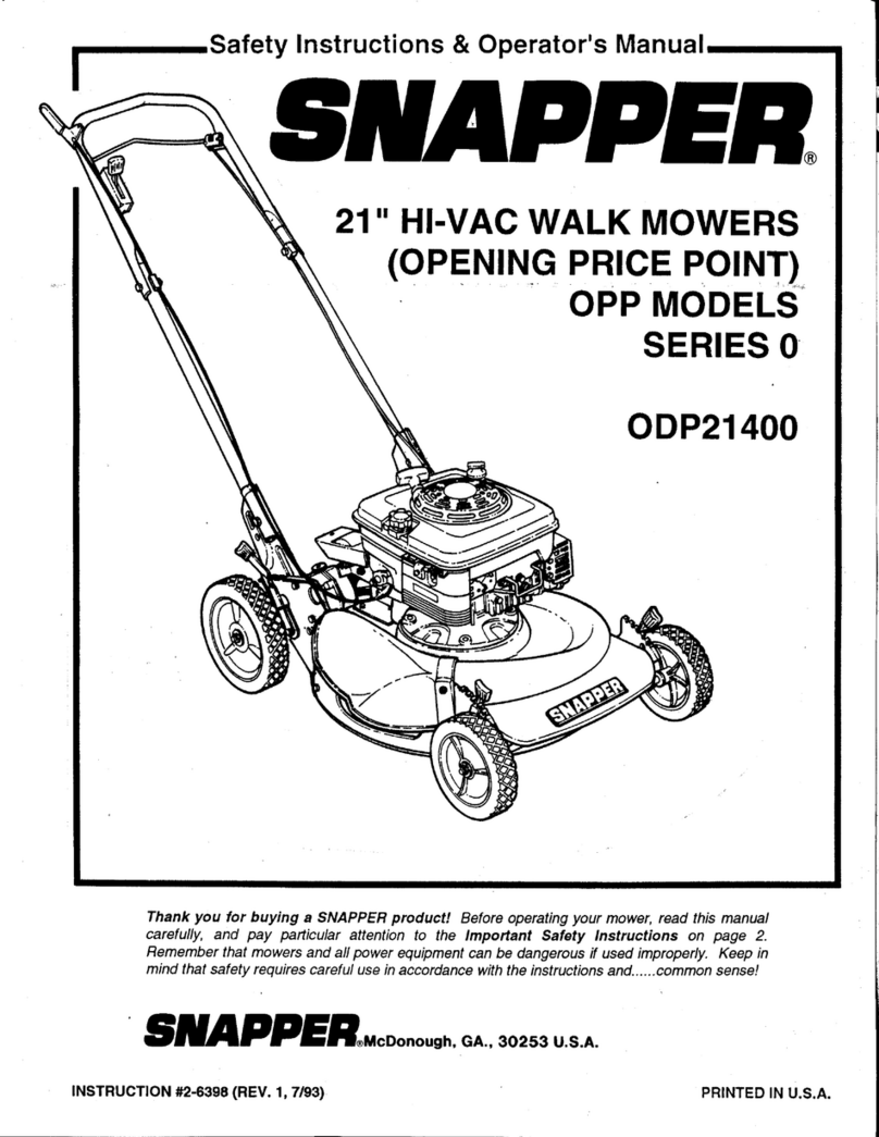 Snapper ODP21400 Safety instructions & operator's manual