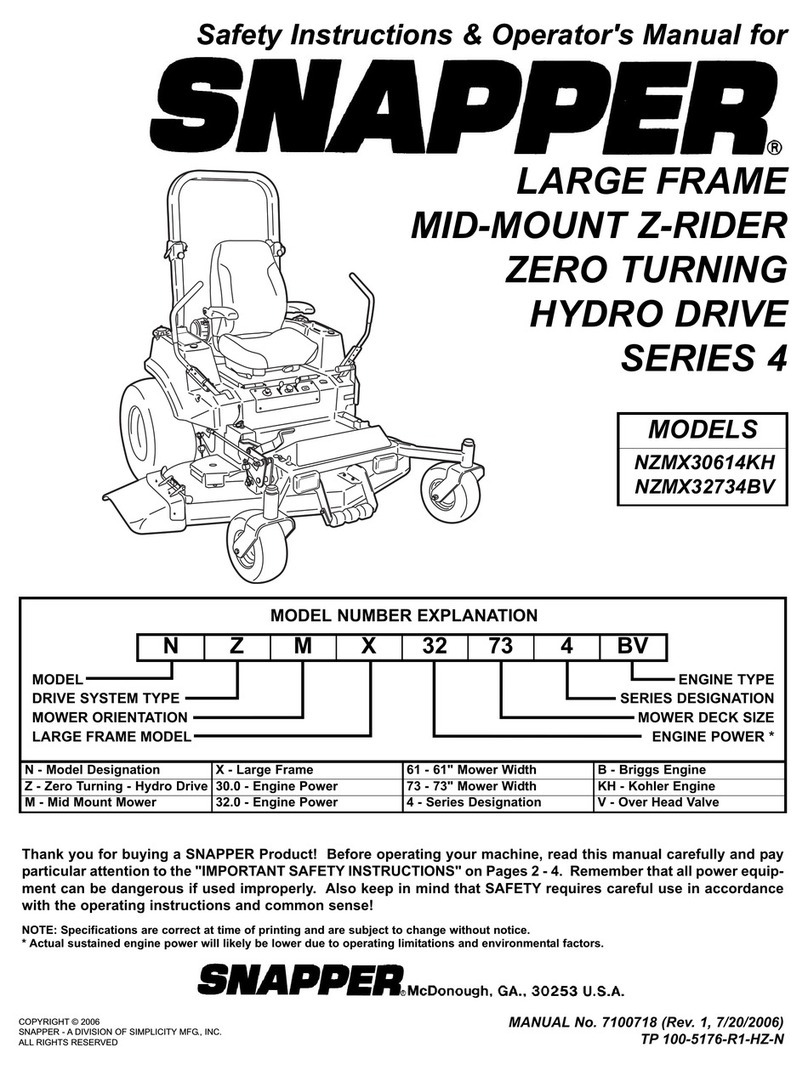 Snapper NZMX30614KH, NZMX32734BV Operation and maintenance manual Snapper NZMX30614KH, NZMX32734BV Operation and maintenance manual