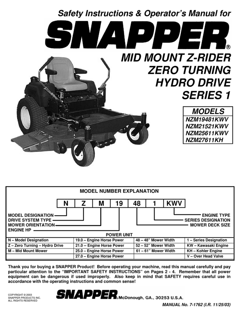 Snapper NZM21521KWV Operation and maintenance manual