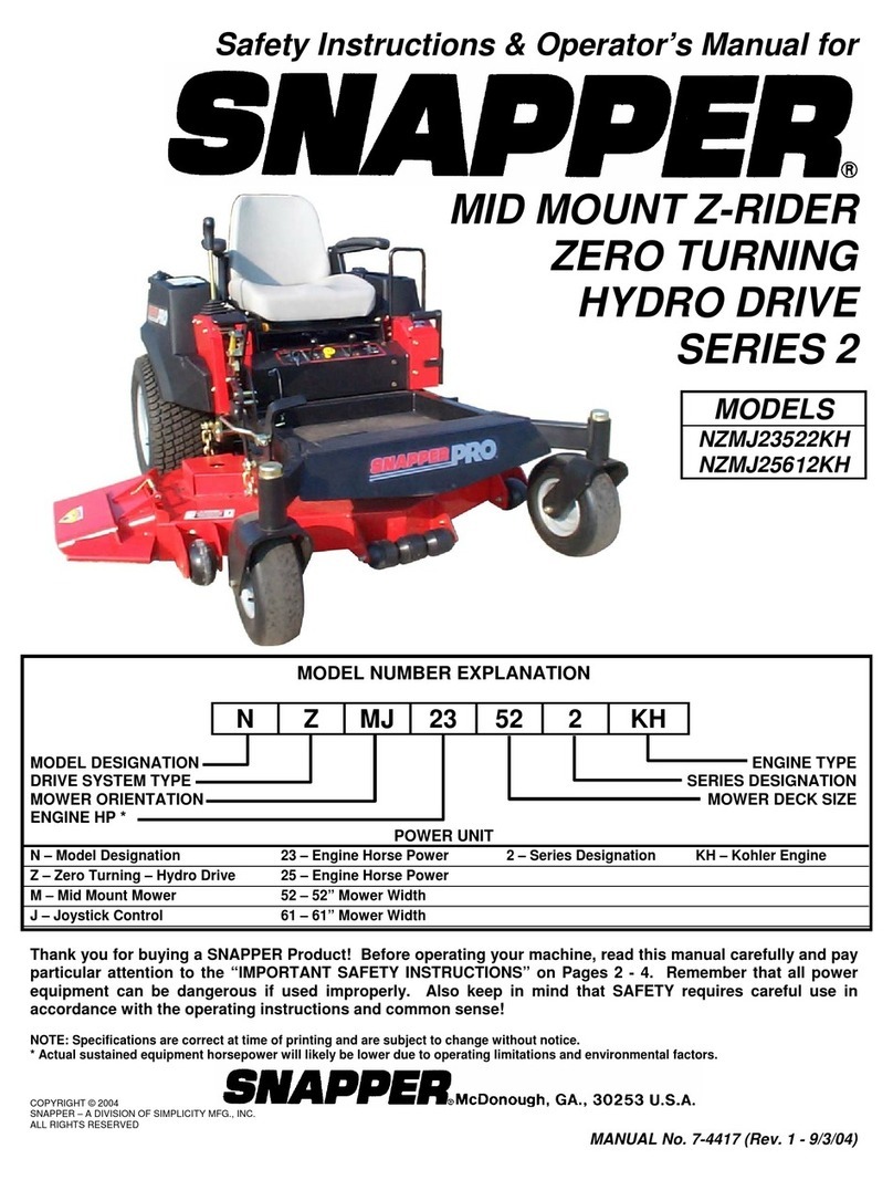 Snapper NZMJ23522KH, NZMJ25612KH Operation and maintenance manual
