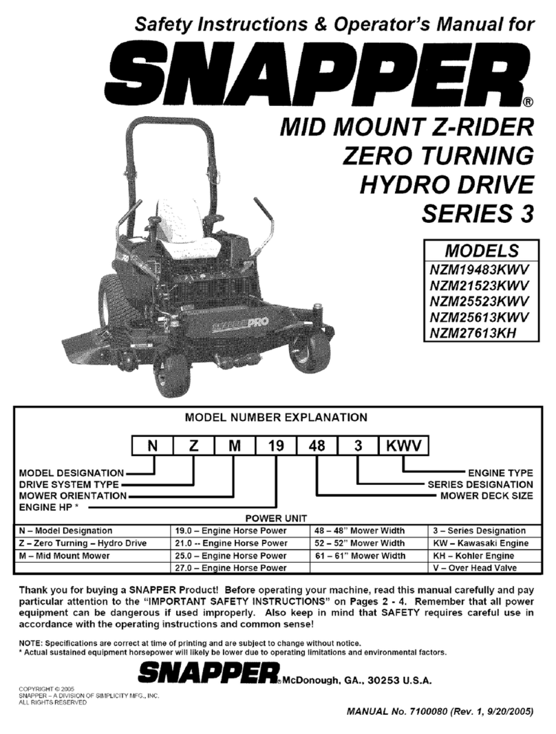 Snapper NZM19483KWV Safety instructions and operator's manual