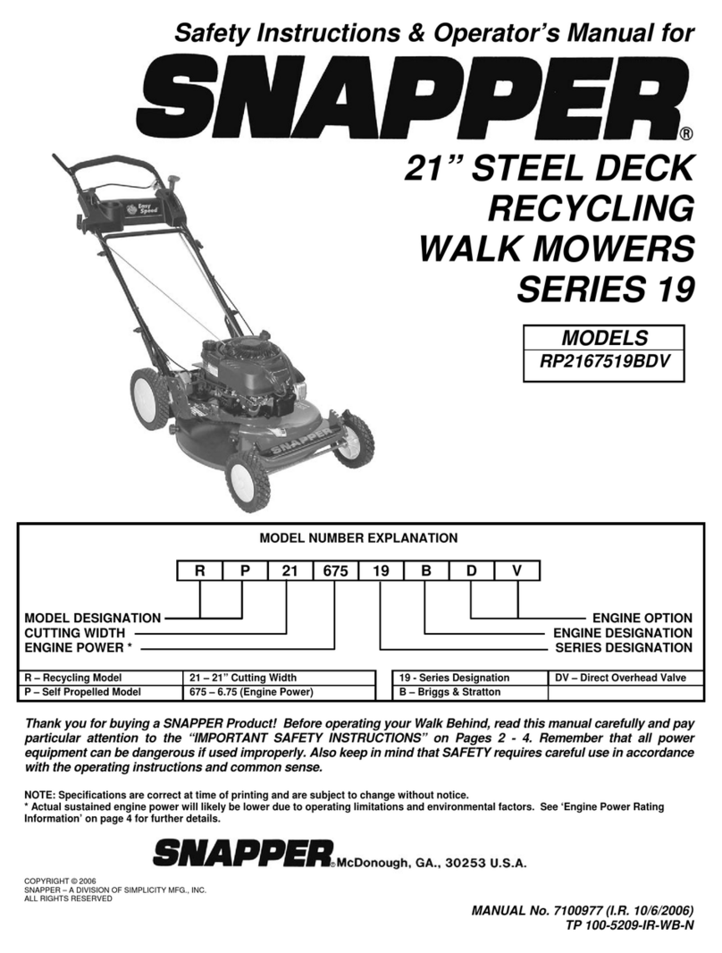 Snapper RP2167519BDV Operation and maintenance manual