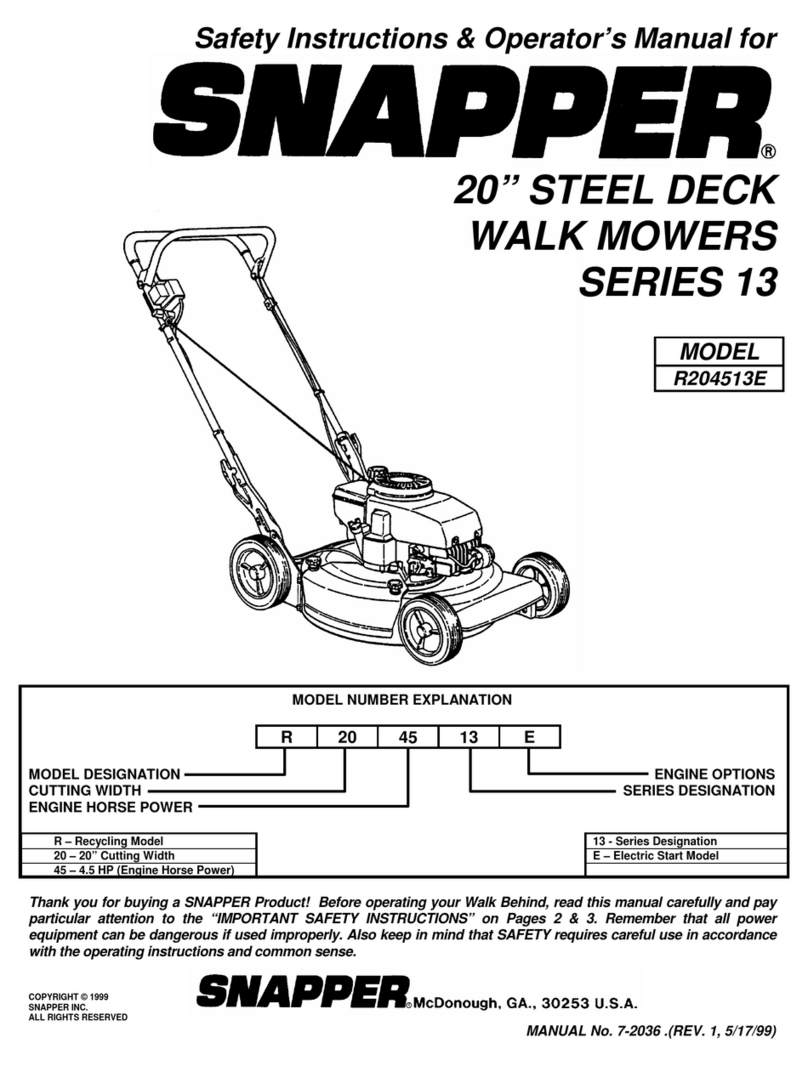 Snapper R204513E Operation and maintenance manual Snapper R204513E Operation and maintenance manual