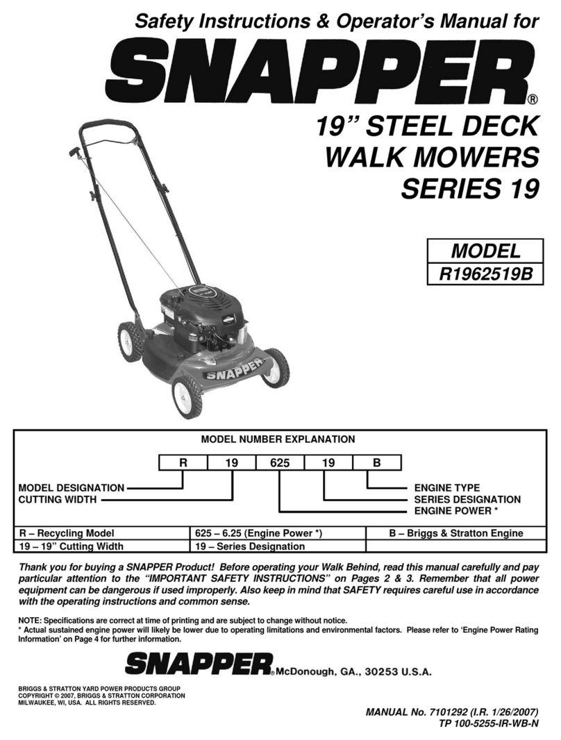 Snapper R1962519B Operation and maintenance manual