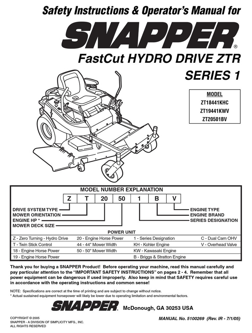 Snapper ZT19441KWV Operation and maintenance manual
